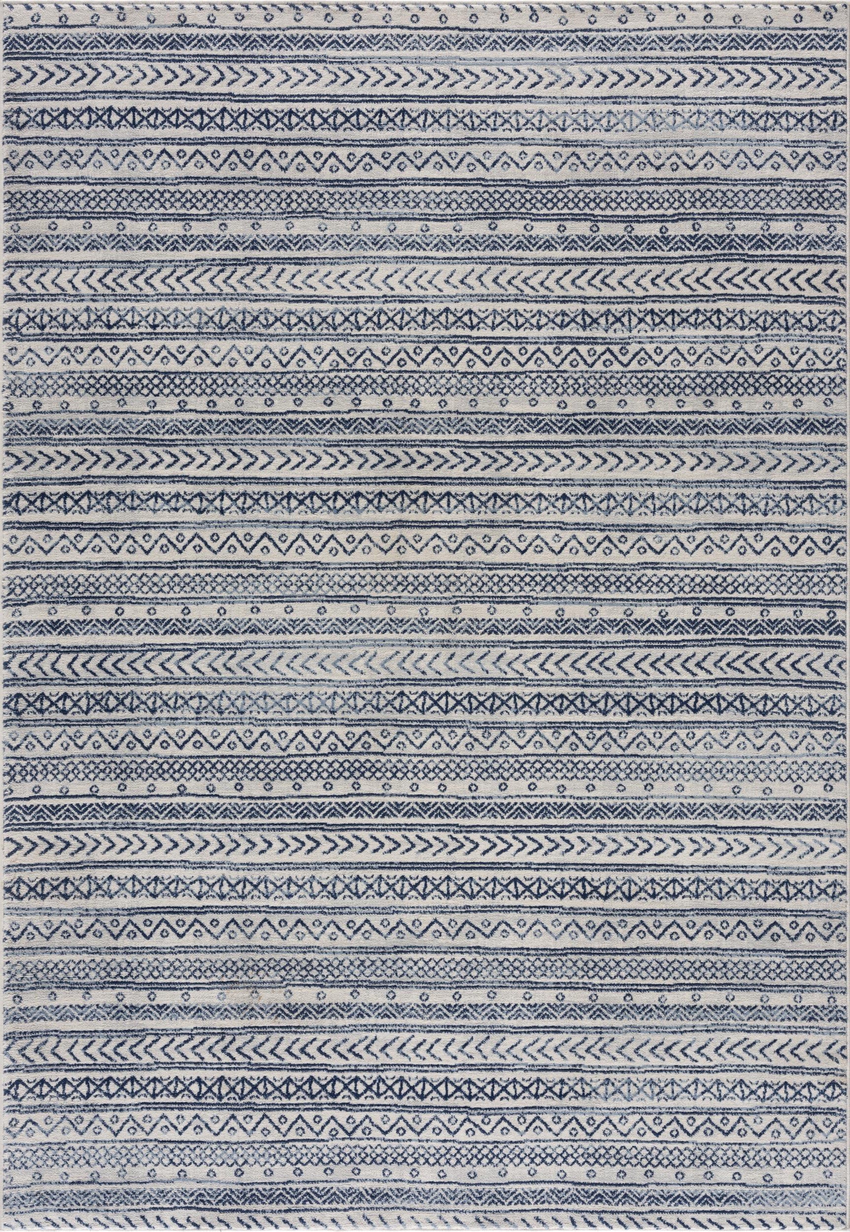 2' X 4' Navy Blue Decorative Stripes Area Rug - Home & Garden