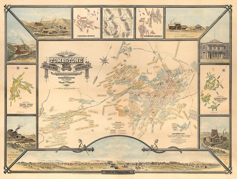 20" X 28" Map Of Tombstone Mining District Vintage Travel Poster Wall Art - Home & Garden