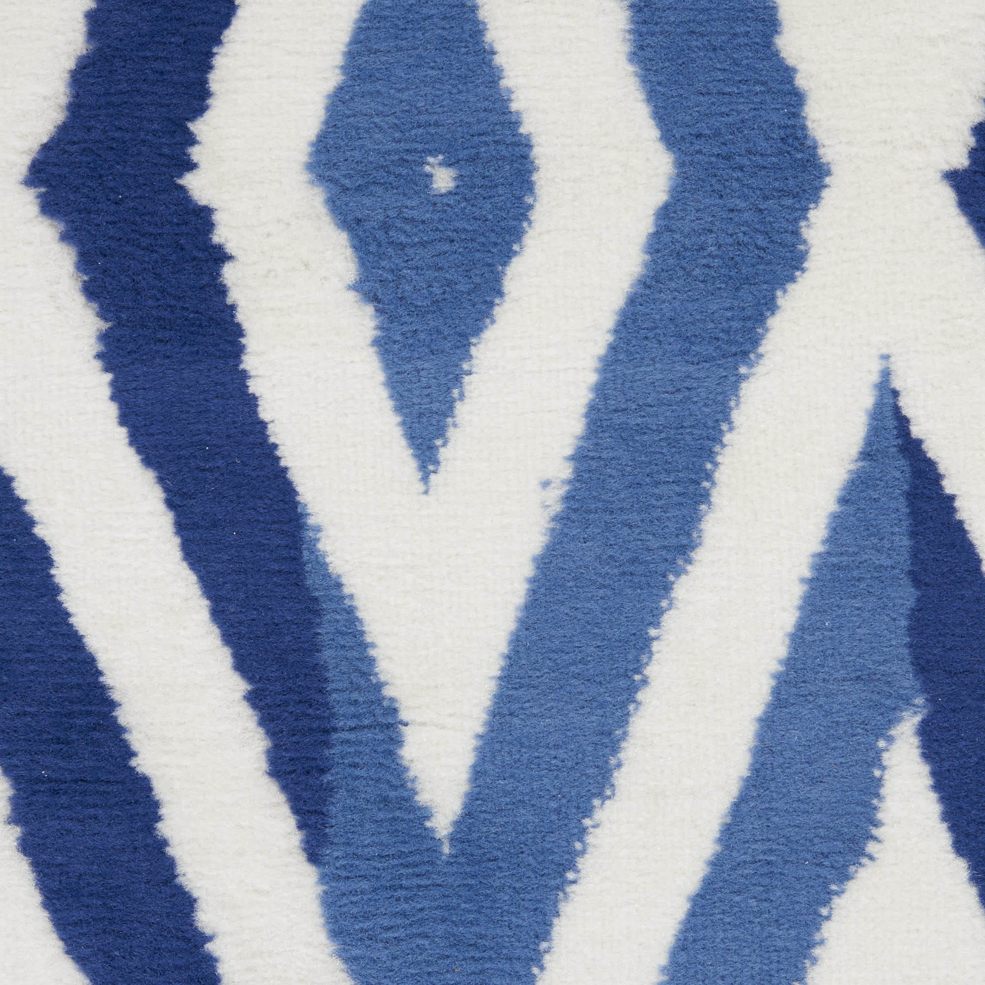 7' X 10' Ivory and Blue Geometric Distressed Non Skid Area Rug - Home & Garden