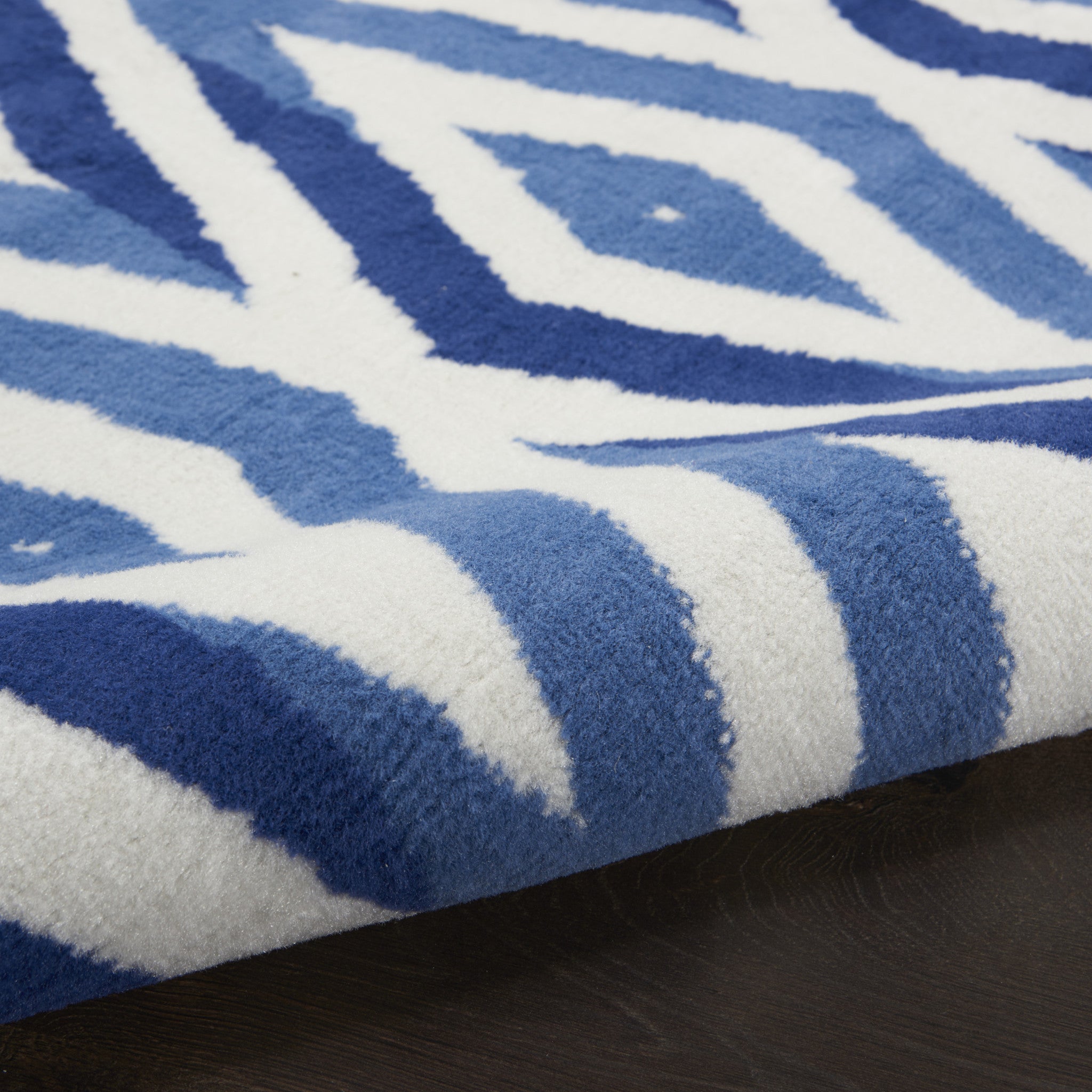 7' X 10' Ivory and Blue Geometric Distressed Non Skid Area Rug - Home & Garden
