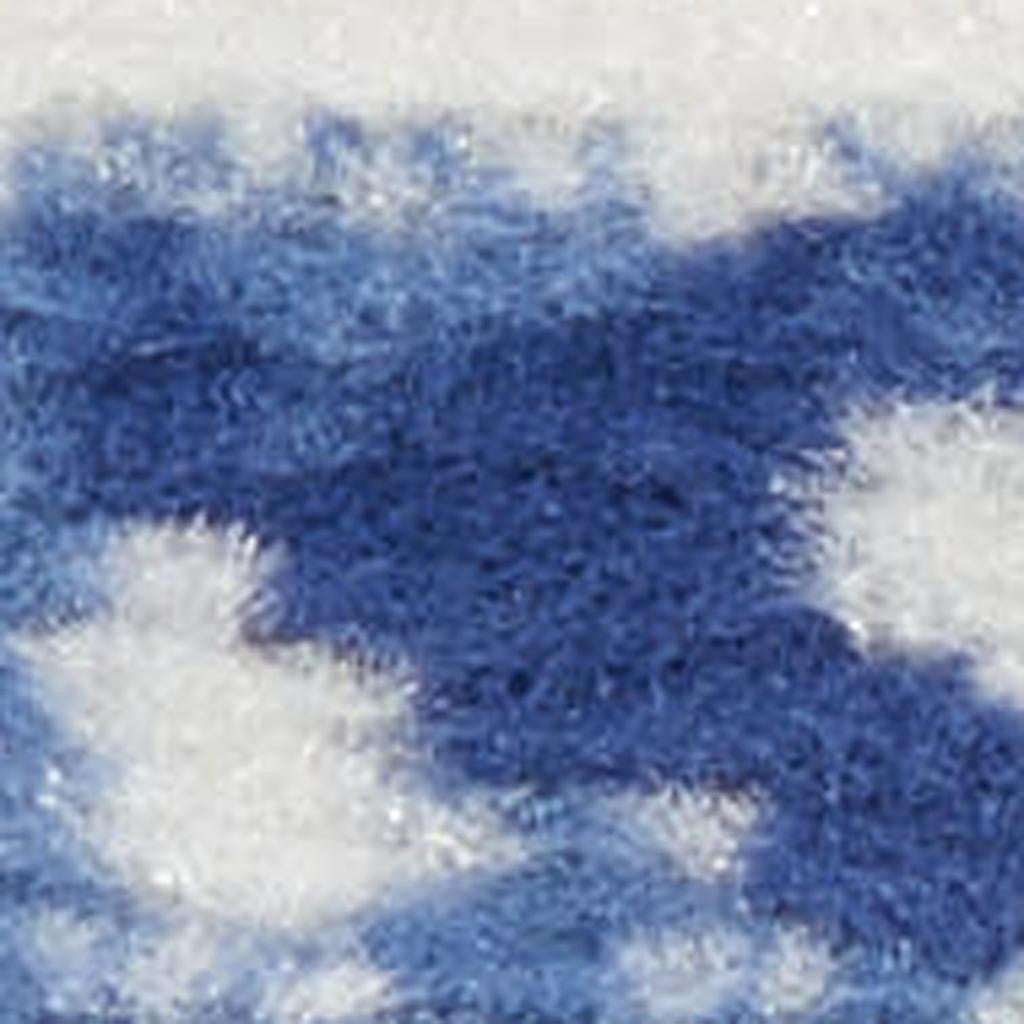 7' X 10' Ivory and Blue Geometric Distressed Non Skid Area Rug - Home & Garden