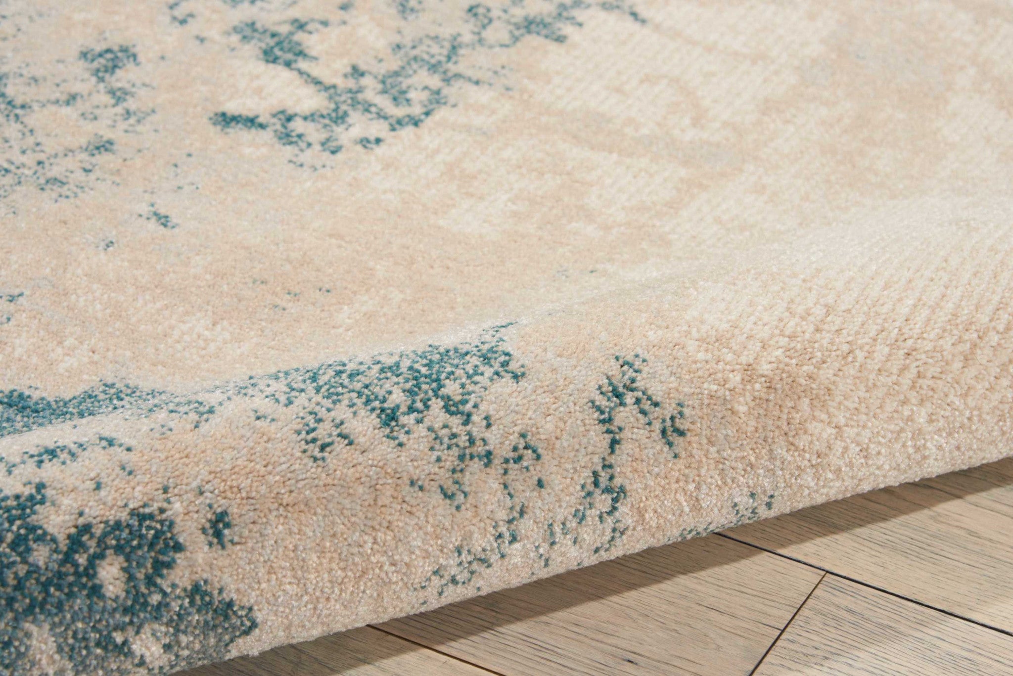 4' X 6' Ivory and Teal Blue Abstract Area Rug - Home & Garden