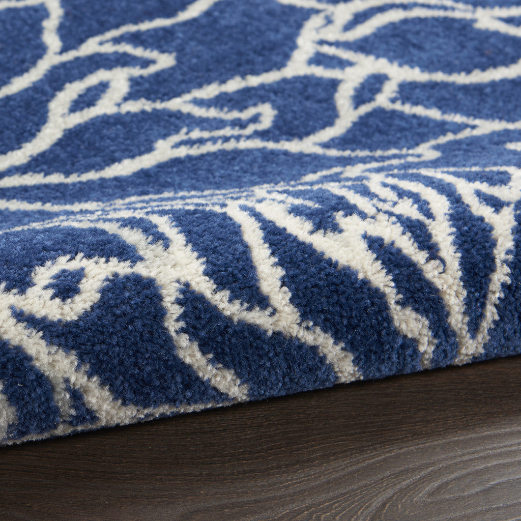 10' Navy Blue Floral Power Loom Runner Rug - Home & Garden