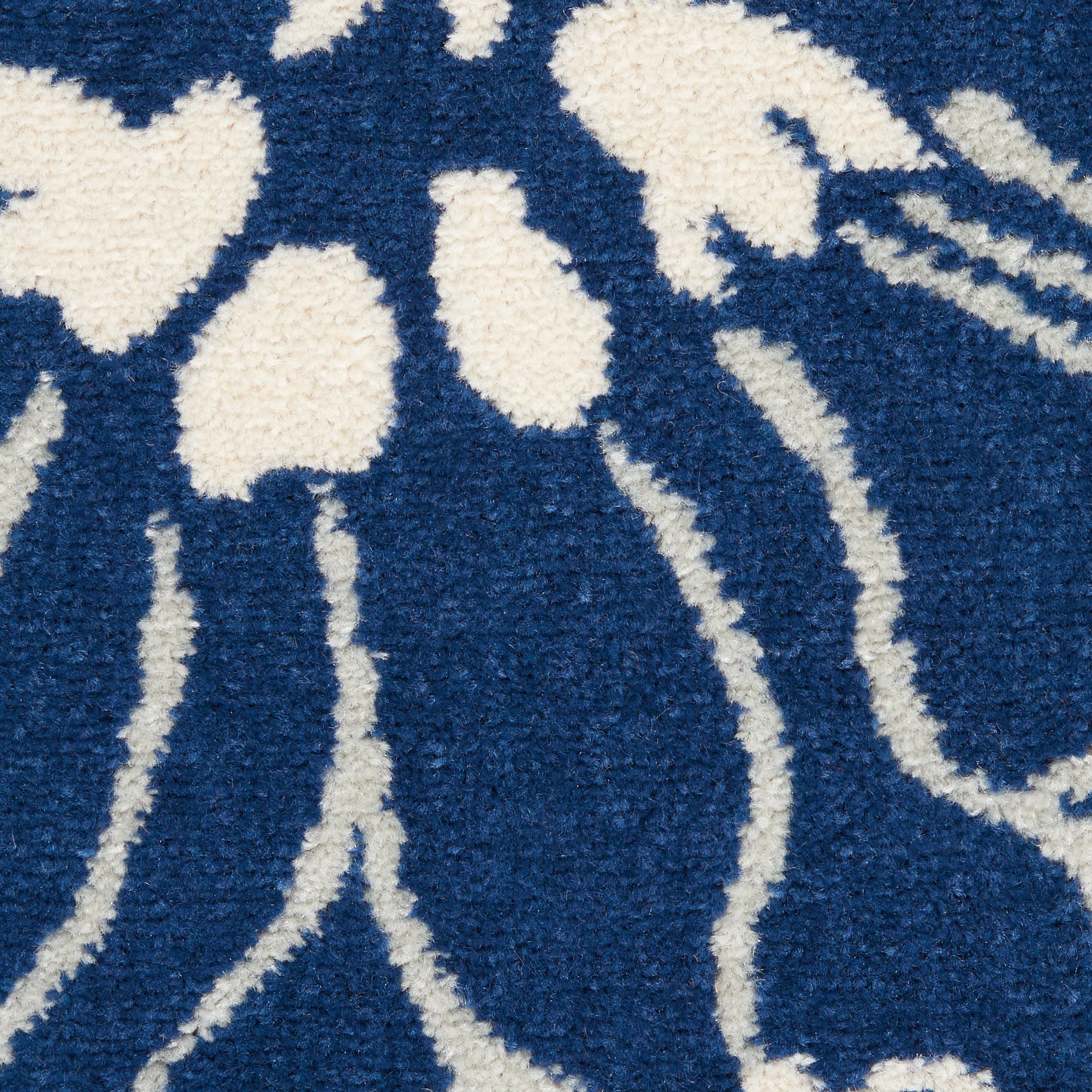 10' Navy Blue Floral Power Loom Runner Rug - Home & Garden