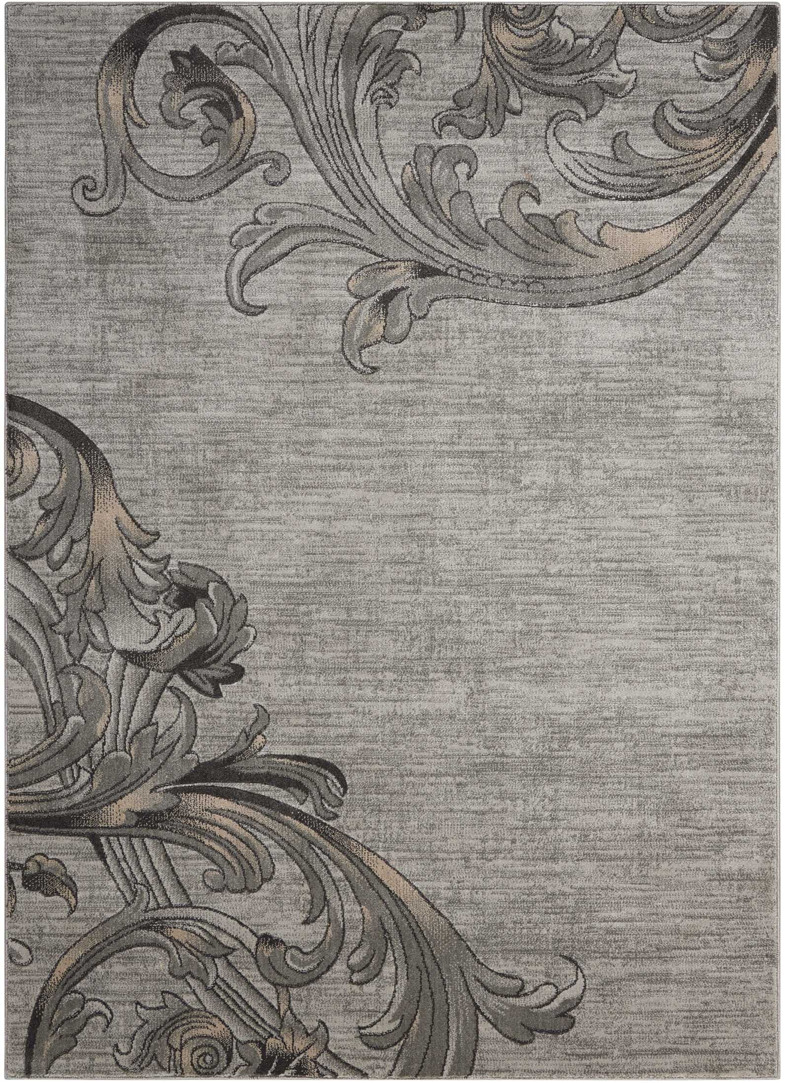4' X 6' Graphite and Black Floral Vines Area Rug - Home & Garden