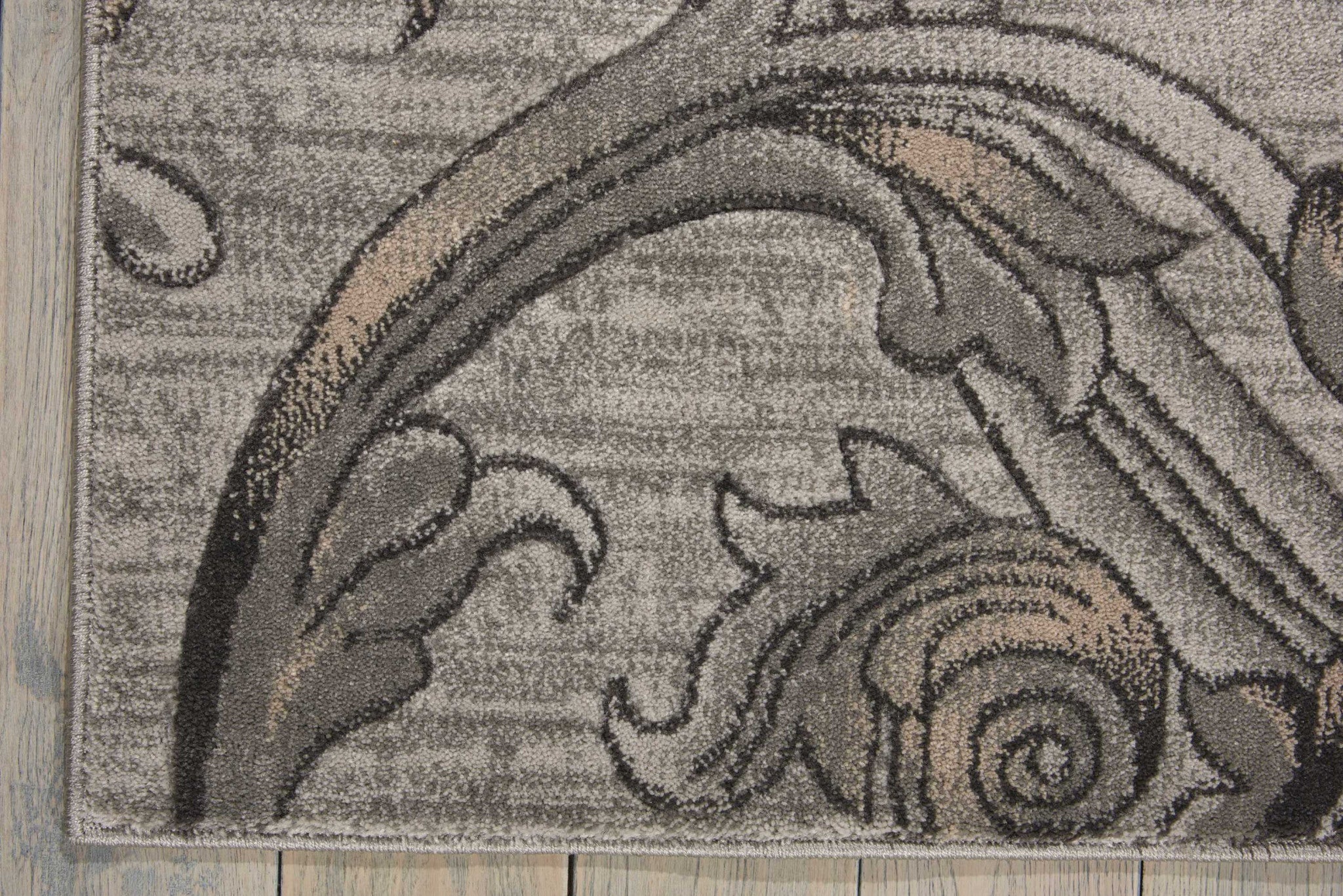 4' X 6' Graphite and Black Floral Vines Area Rug - Home & Garden