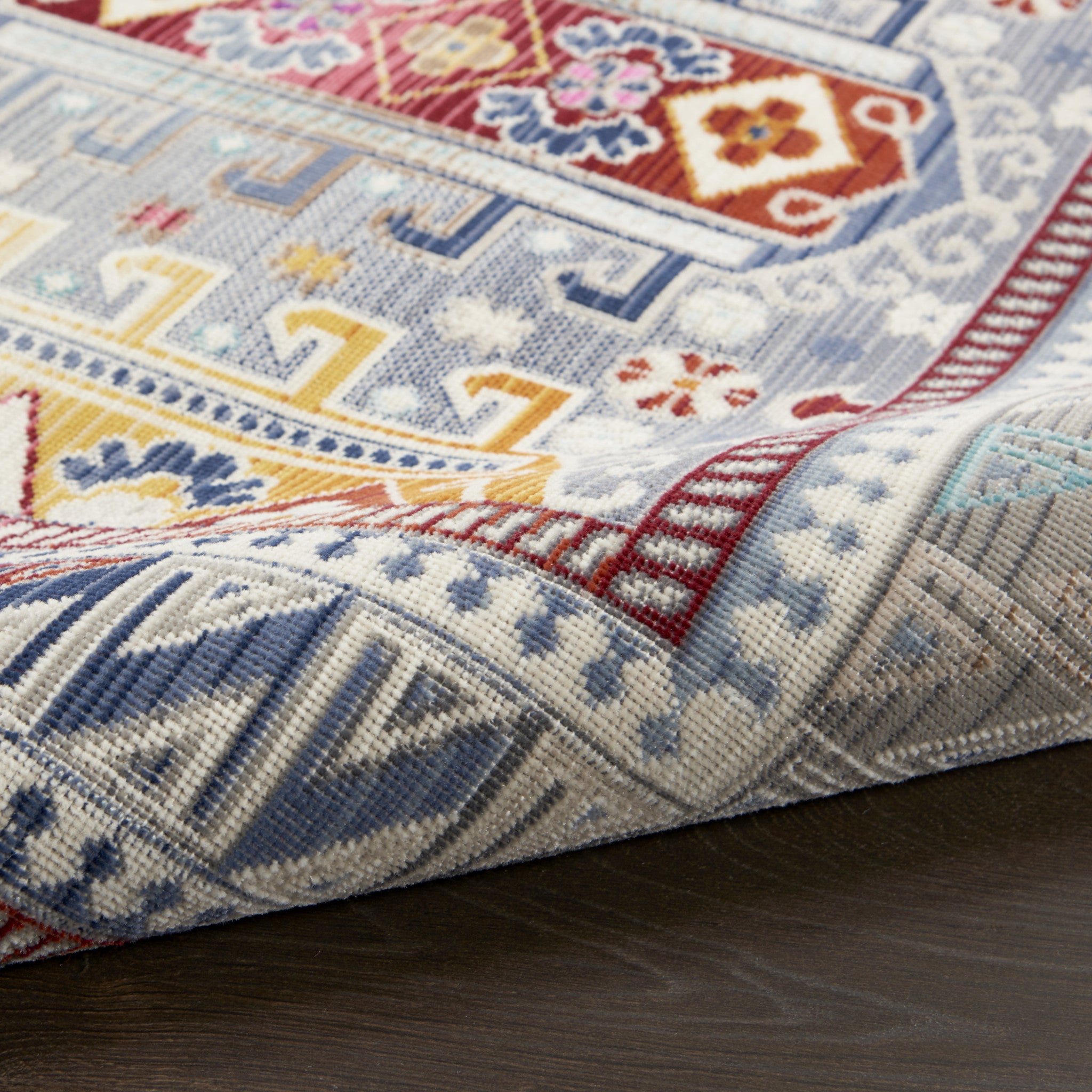 5' X 8' Ivory Gray And Red Floral Distressed Area Rug - Home & Garden