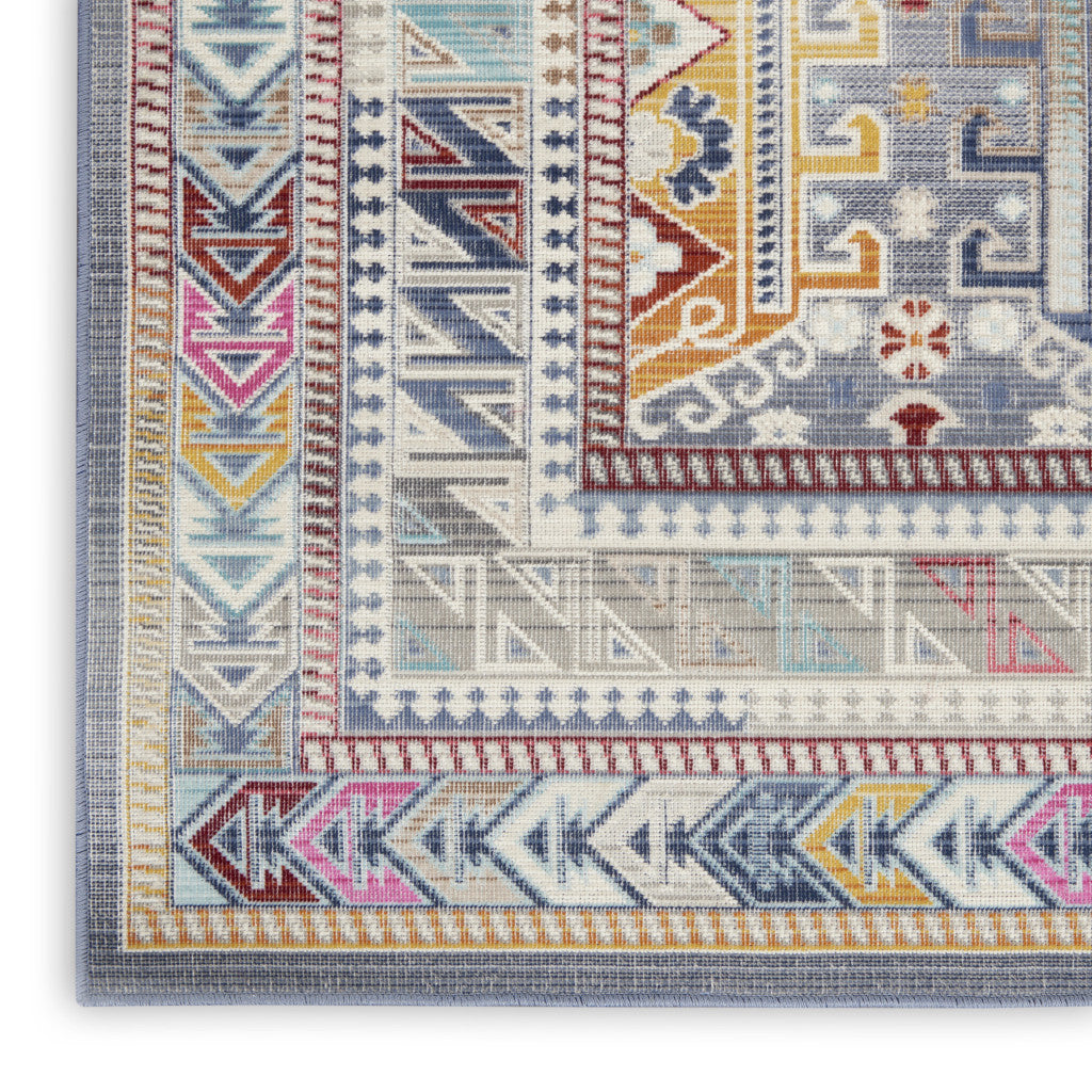 5' X 8' Ivory Gray And Red Floral Distressed Area Rug - Home & Garden
