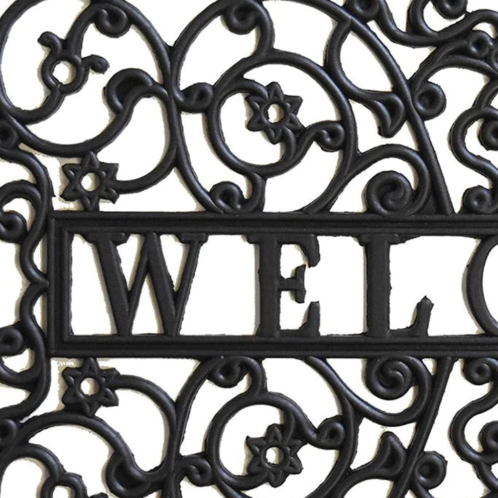 18" X 30" Black Rubber Scrollwork Welcome Outdoor Door Mat - Home & Garden