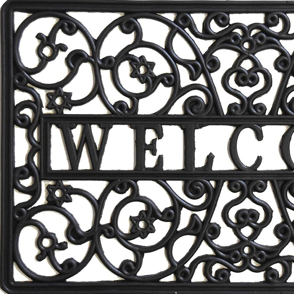 18" X 30" Black Rubber Scrollwork Welcome Outdoor Door Mat - Home & Garden