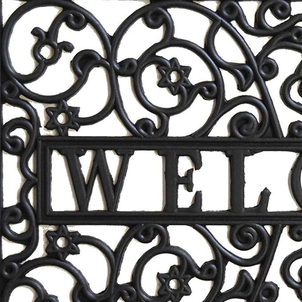 18" X 30" Black Rubber Scrollwork Welcome Outdoor Door Mat - Home & Garden