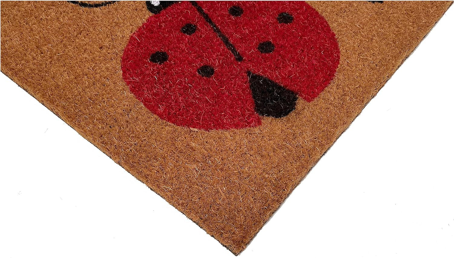 24" X 36" Natural Black and Red Coir Ladybug Welcome Outdoor Door Mat - Home & Garden