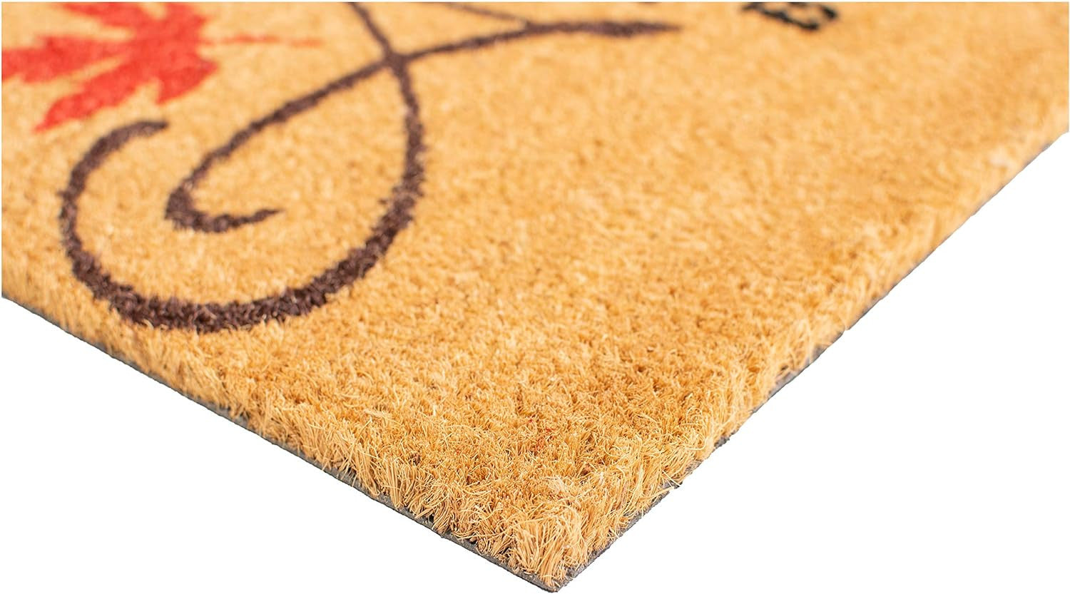 17" X 29" Natural Black And Orange Autumn Blessings Outdoor Coir Door Mat - Home & Garden