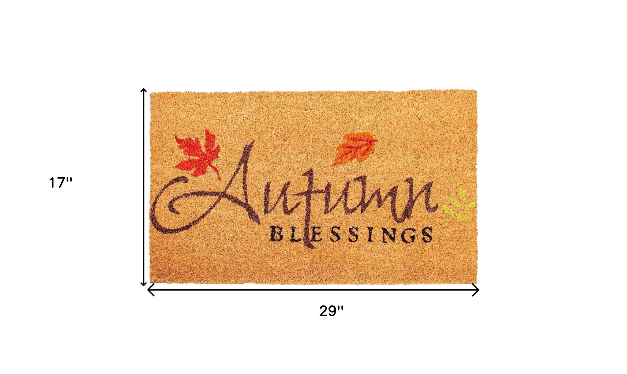 17" X 29" Natural Black And Orange Autumn Blessings Outdoor Coir Door Mat - Home & Garden