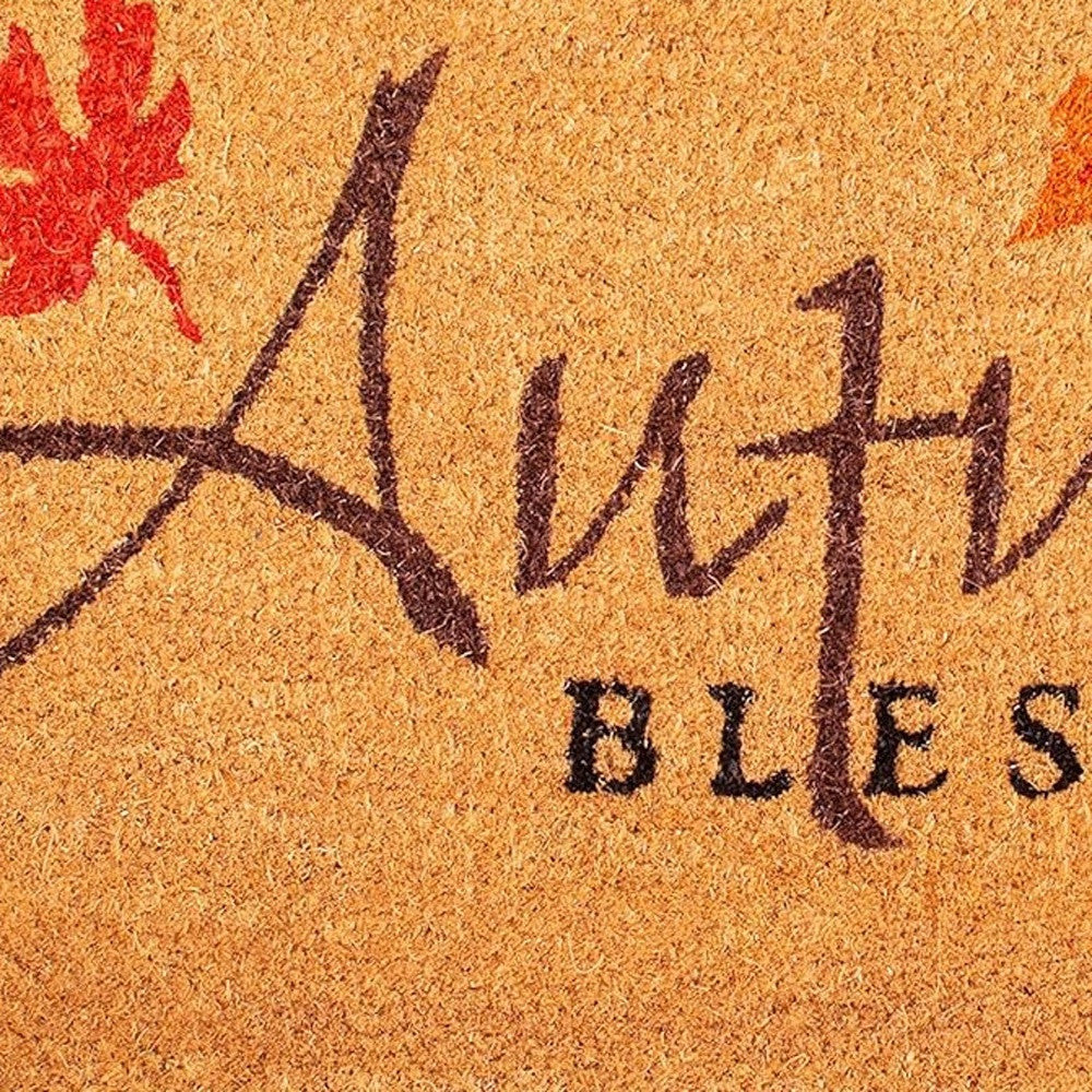 17" X 29" Natural Black And Orange Autumn Blessings Outdoor Coir Door Mat - Home & Garden