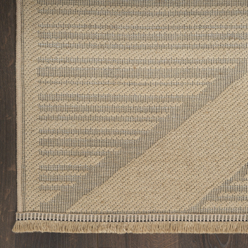 8' X 10' Natural And Beige Geometric Flatweave Non Skid Area Rug With Fringe Homeroots Home Decor