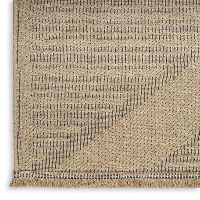 8' X 10' Natural And Beige Geometric Flatweave Non Skid Area Rug With Fringe Homeroots Home Decor