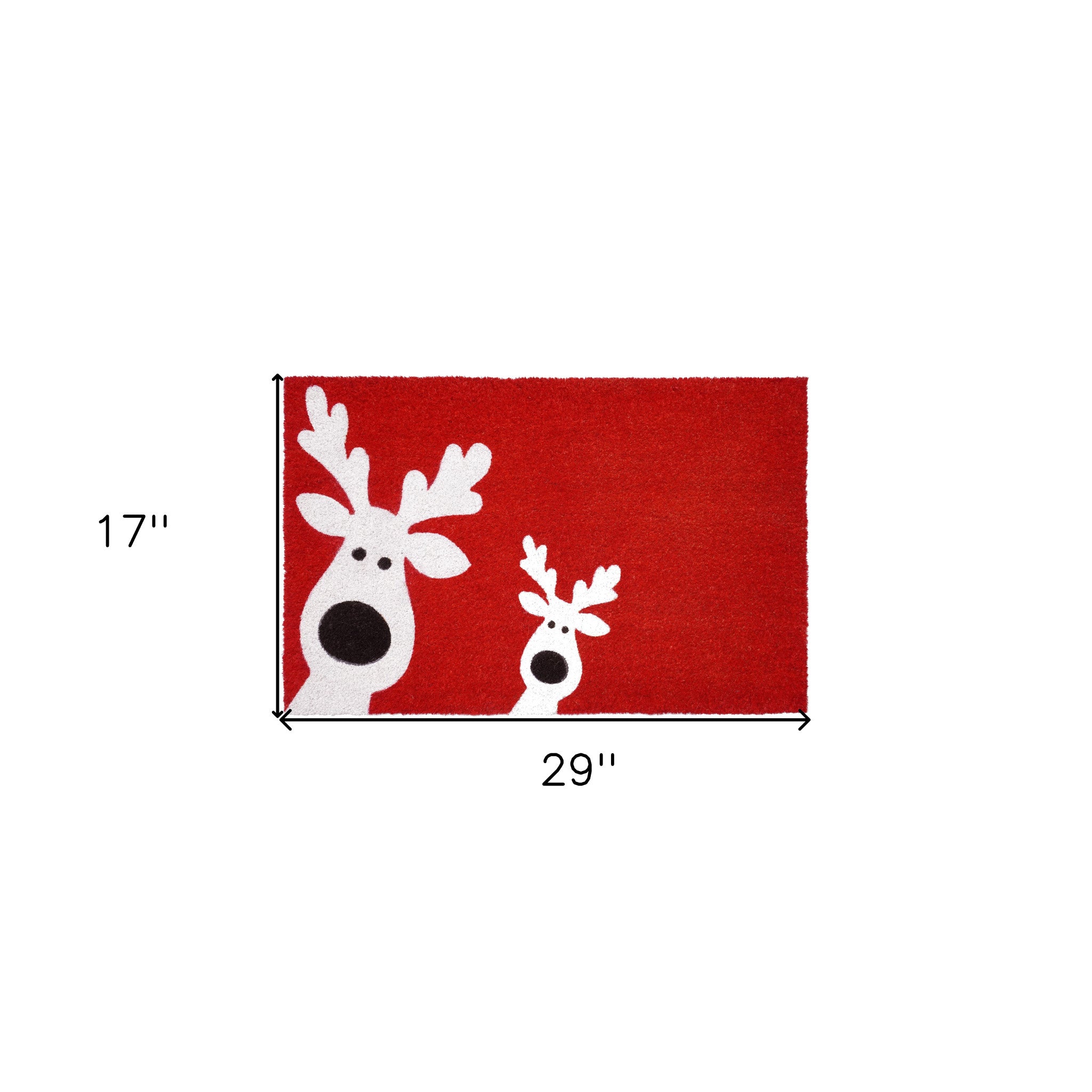 17" X 29" Red and White Coir Reindeer Outdoor Christmas Door Mat - Home & Garden