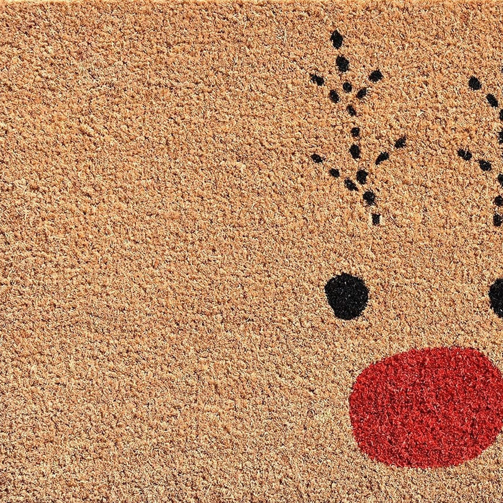 17" X 29" Natural Black and Red Coir Reindeer Outdoor Christmas Door Mat - Home & Garden