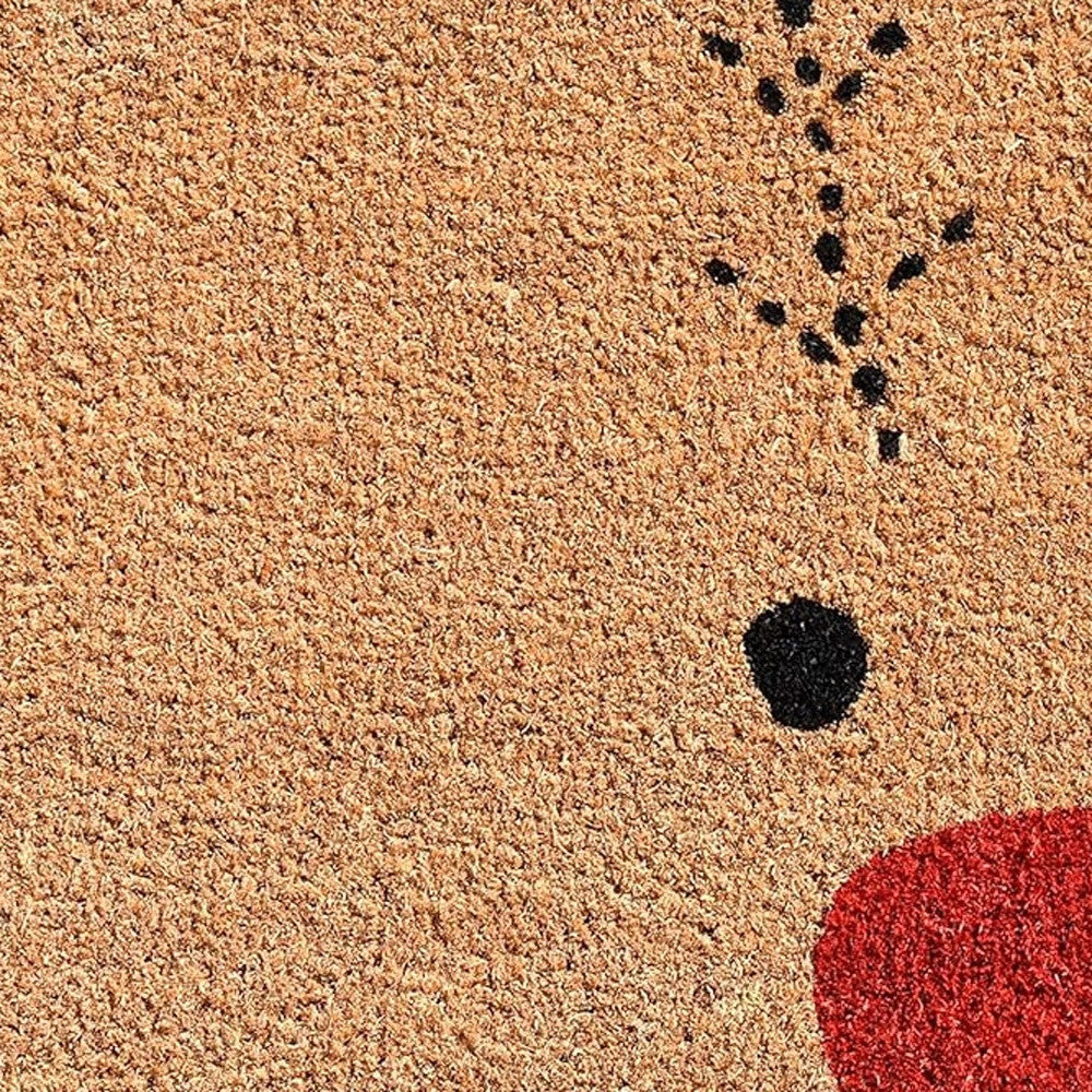17" X 29" Natural Black and Red Coir Reindeer Outdoor Christmas Door Mat - Home & Garden