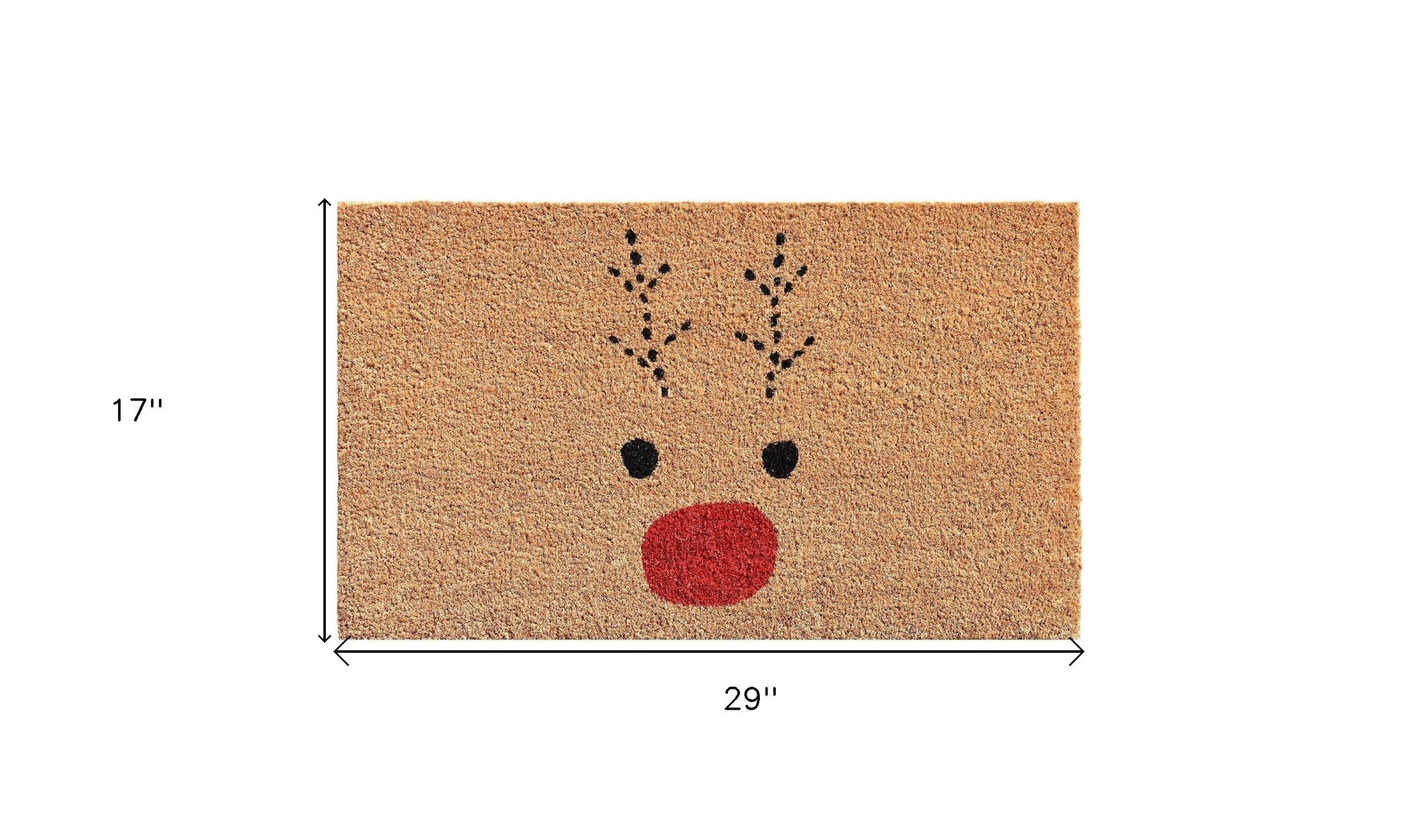 17" X 29" Natural Black and Red Coir Reindeer Outdoor Christmas Door Mat - Home & Garden