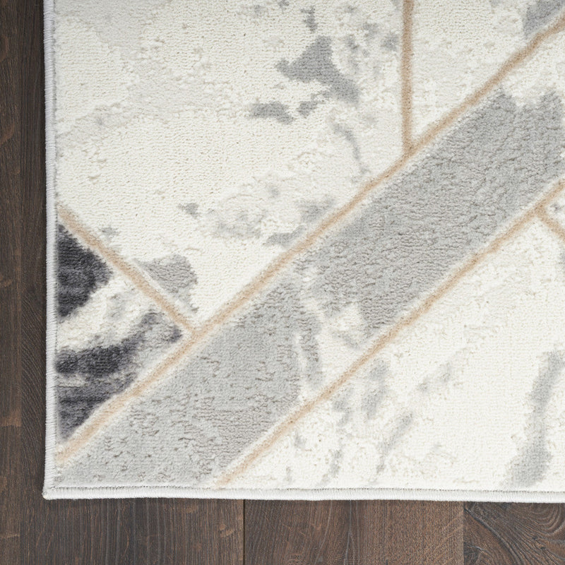 2' X 3' Ivory and Gray Geometric Non Skid Area Rug Homeroots Home Decor