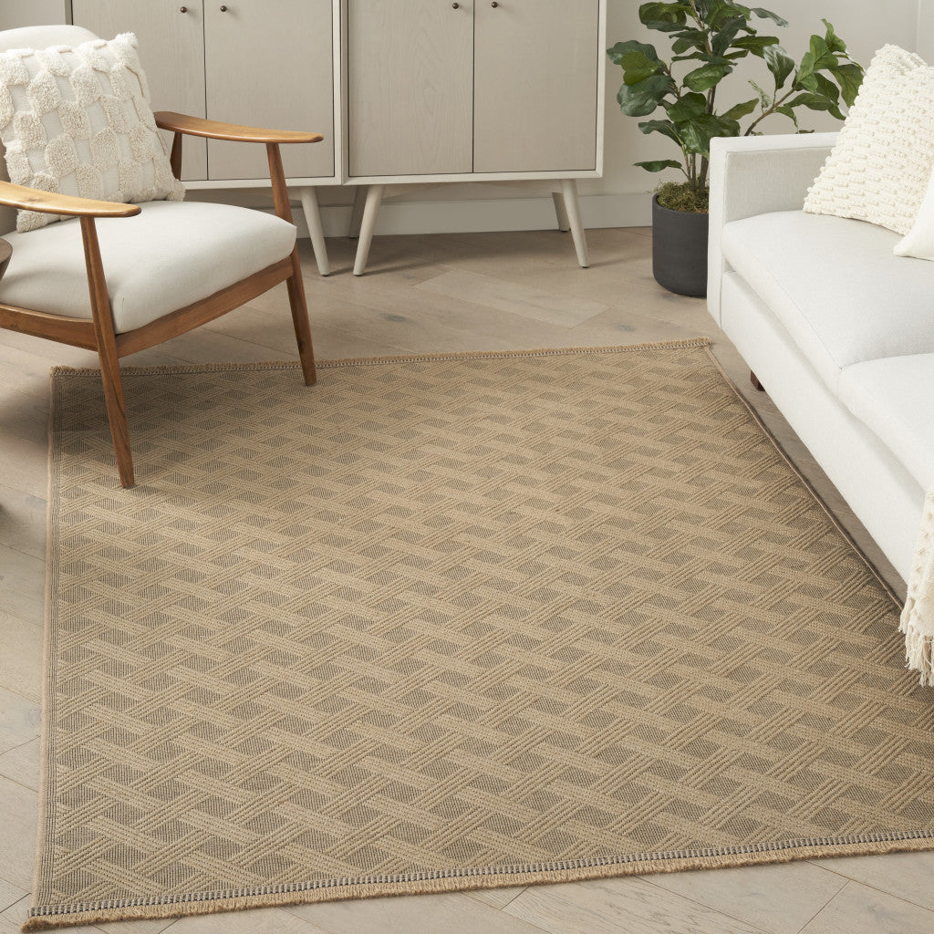 4' X 6' Natural Geometric Flatweave Non Skid Area Rug With Fringe Homeroots Home Decor