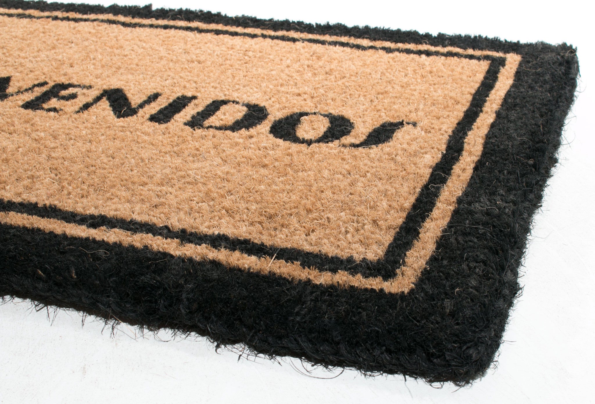 18" X 30" Brown and Black Coir Bienvenidos Outdoor Door Mat - Home & Garden