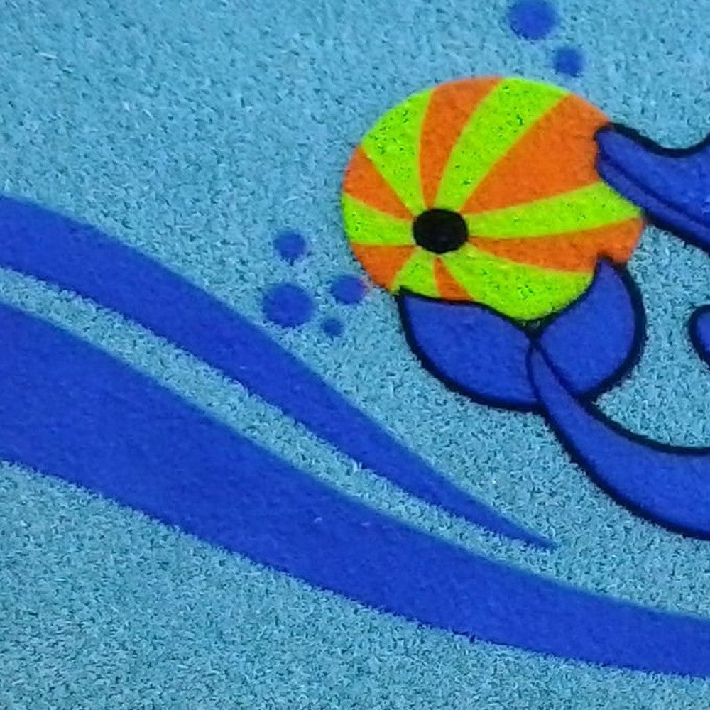 18" X 30" Blue Coir Dolphin Outdoor Door Mat - Home & Garden