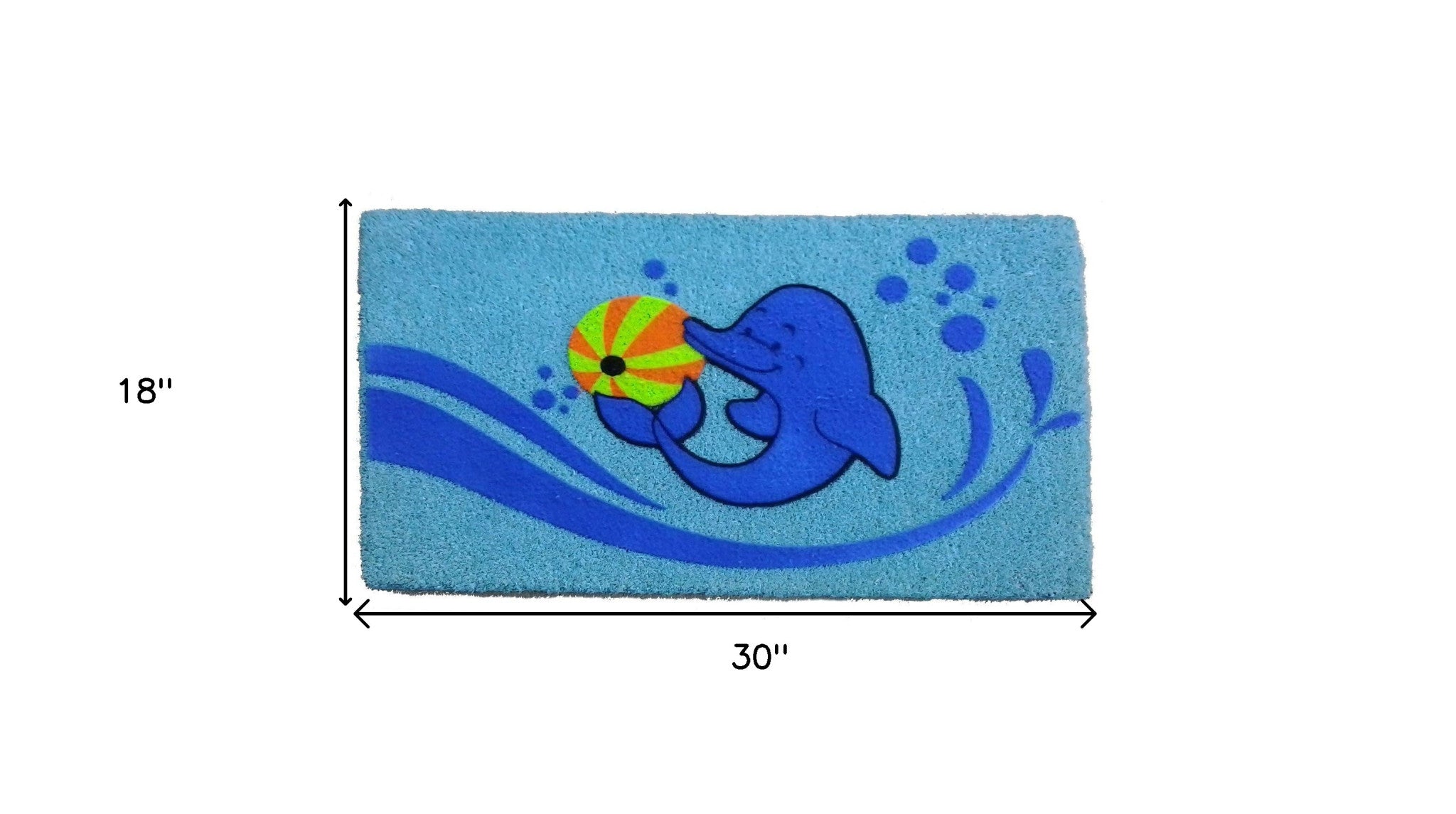 18" X 30" Blue Coir Dolphin Outdoor Door Mat - Home & Garden