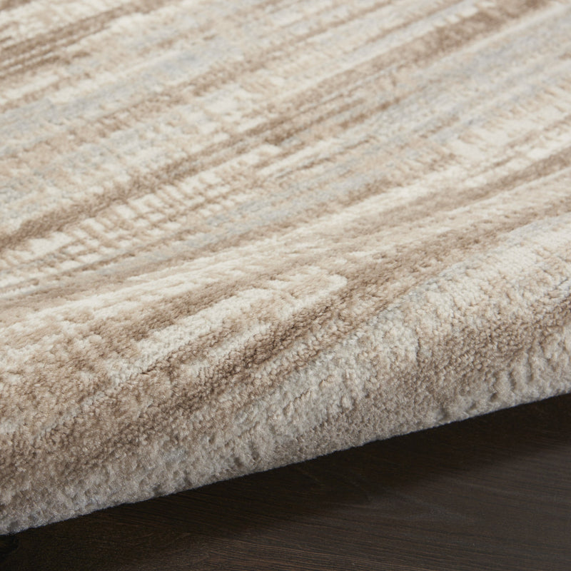 5' Ivory and Gray Abstract Non Skid Round Rug Homeroots Home Decor