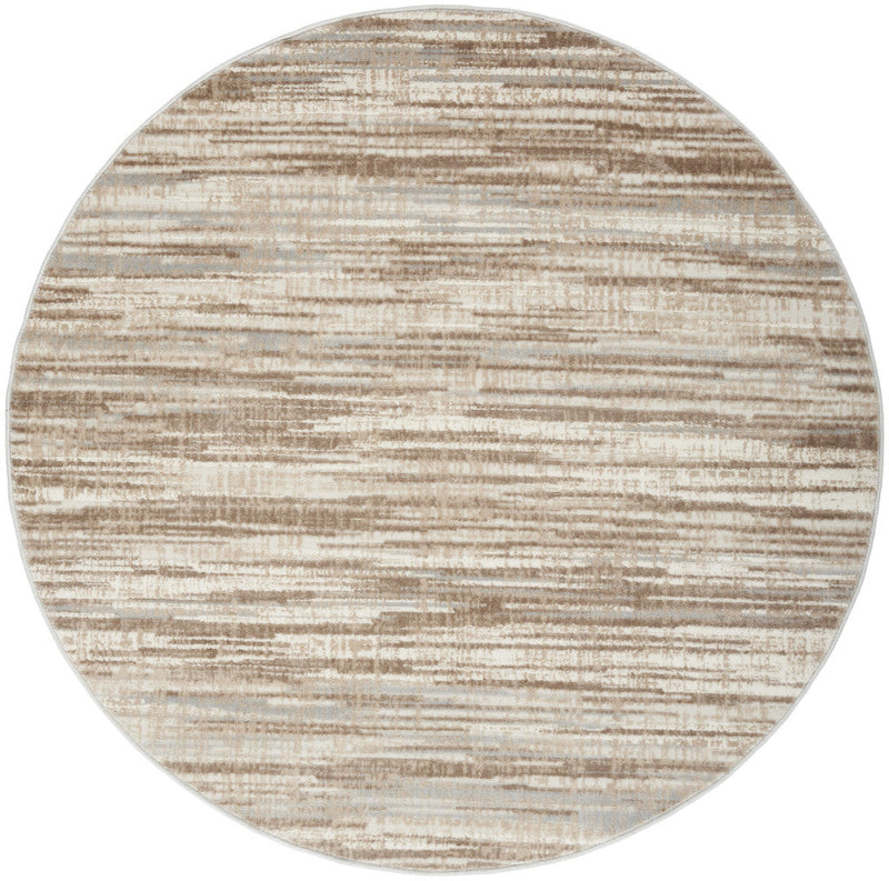 5' Ivory and Gray Abstract Non Skid Round Rug Homeroots Home Decor