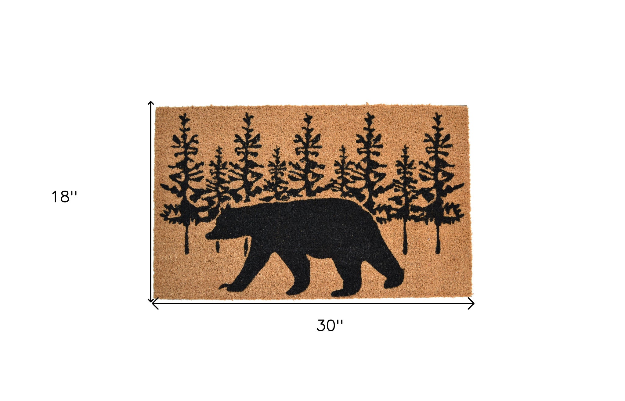 18" X 30" Brown And Black Bear Outdoor Coir Door Mat - Home & Garden