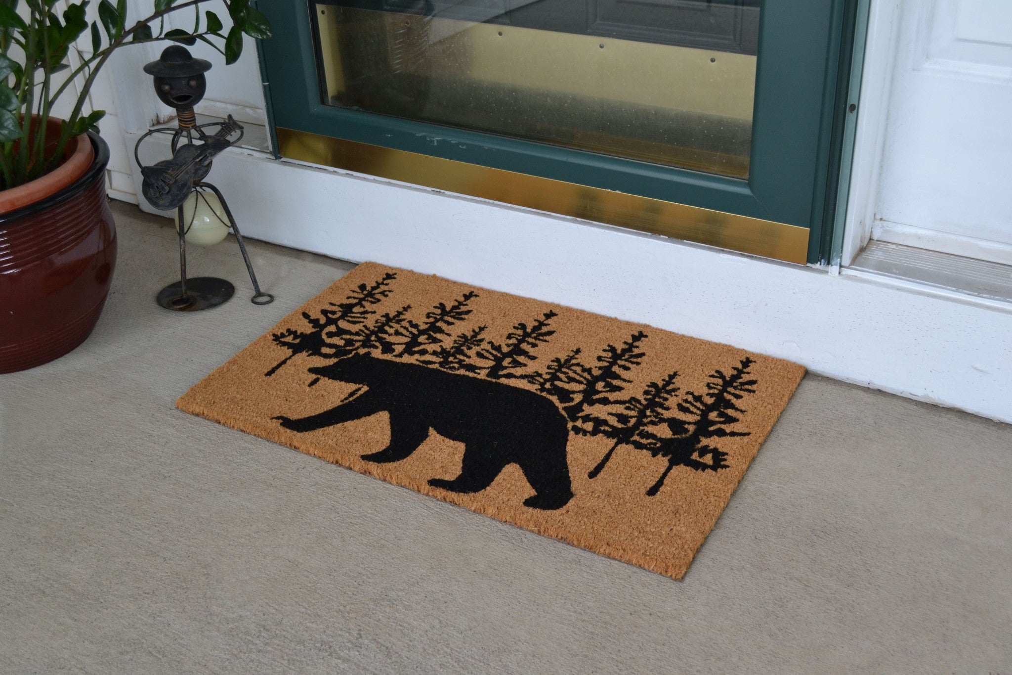 18" X 30" Brown And Black Bear Outdoor Coir Door Mat - Home & Garden