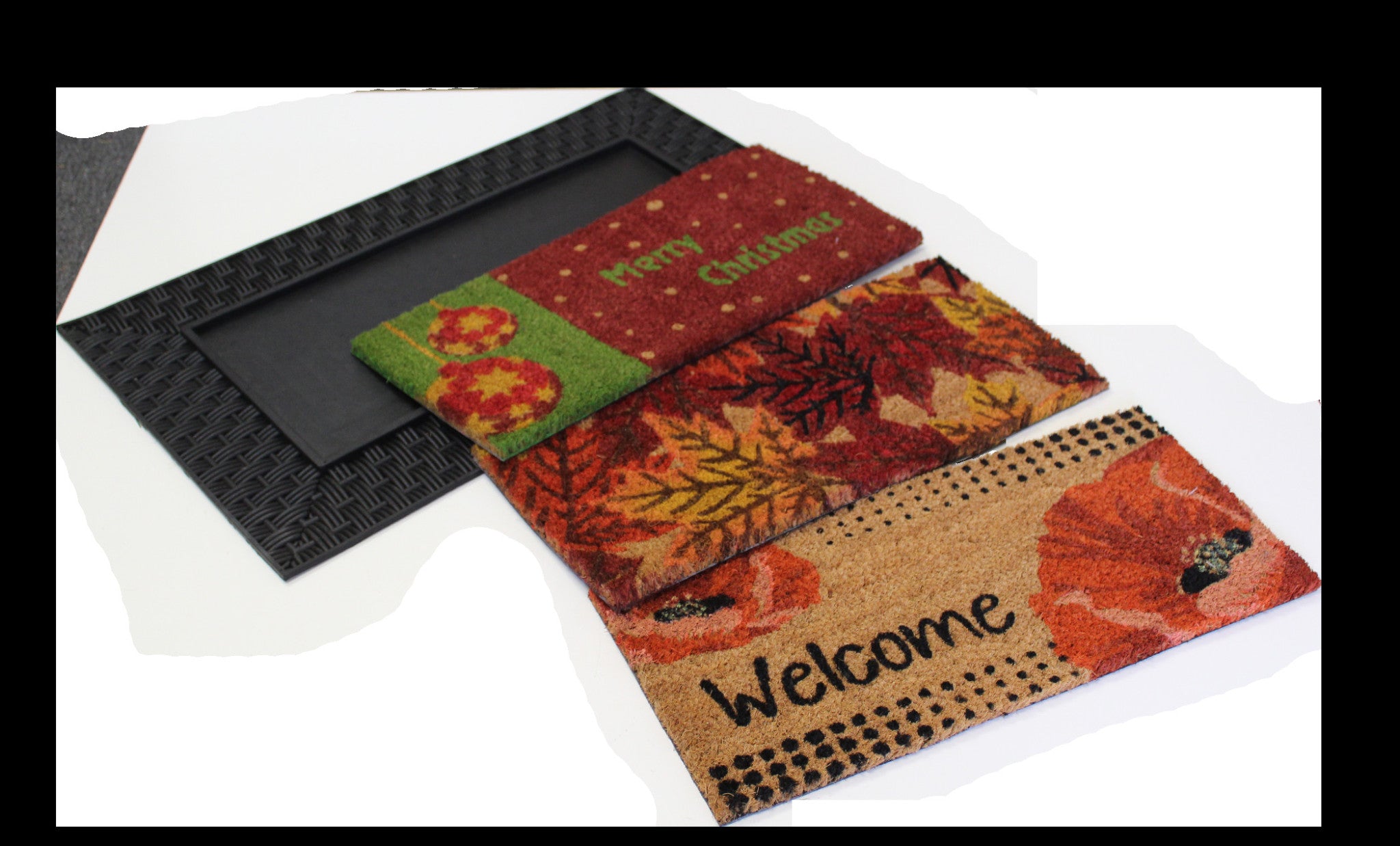 18" X 30" Brown And Red Christmas Holiday Merry Christmas Outdoor Rubber And Coir Door Mat With Insert - Home & Garden
