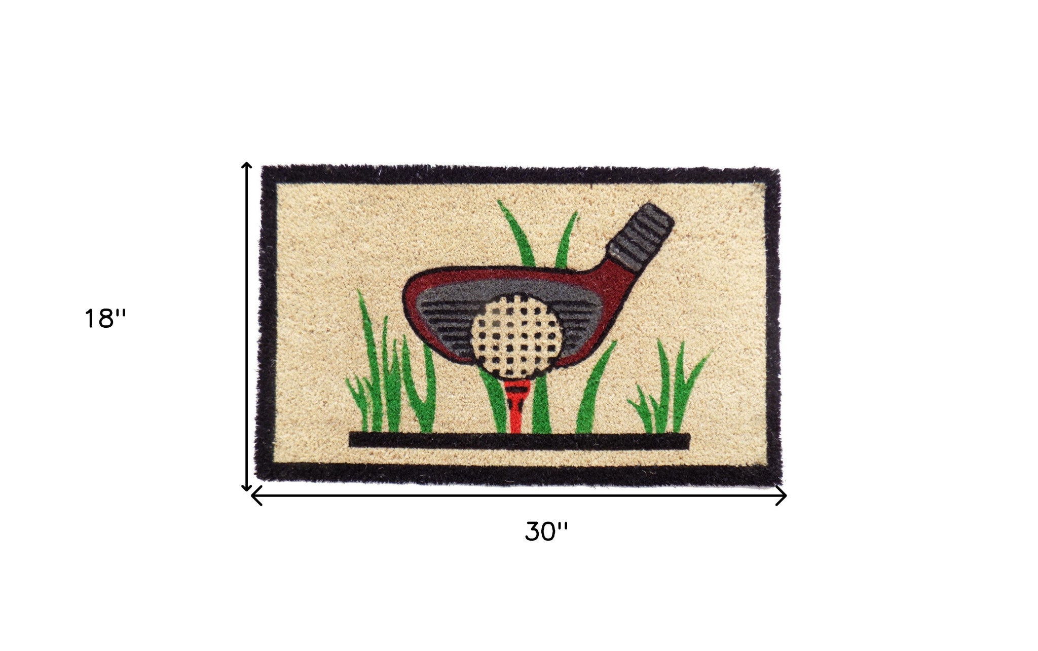 18" X 30" Brown and Black Coir Golf Outdoor Door Mat - Home & Garden