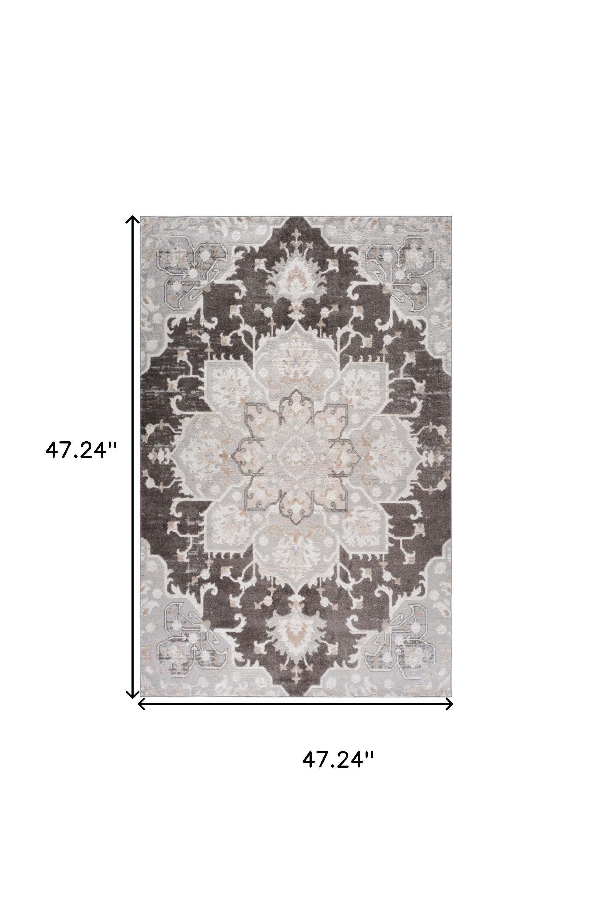 4' X 6' Gray and Brown Southwestern Distressed Area Rug - Home & Garden