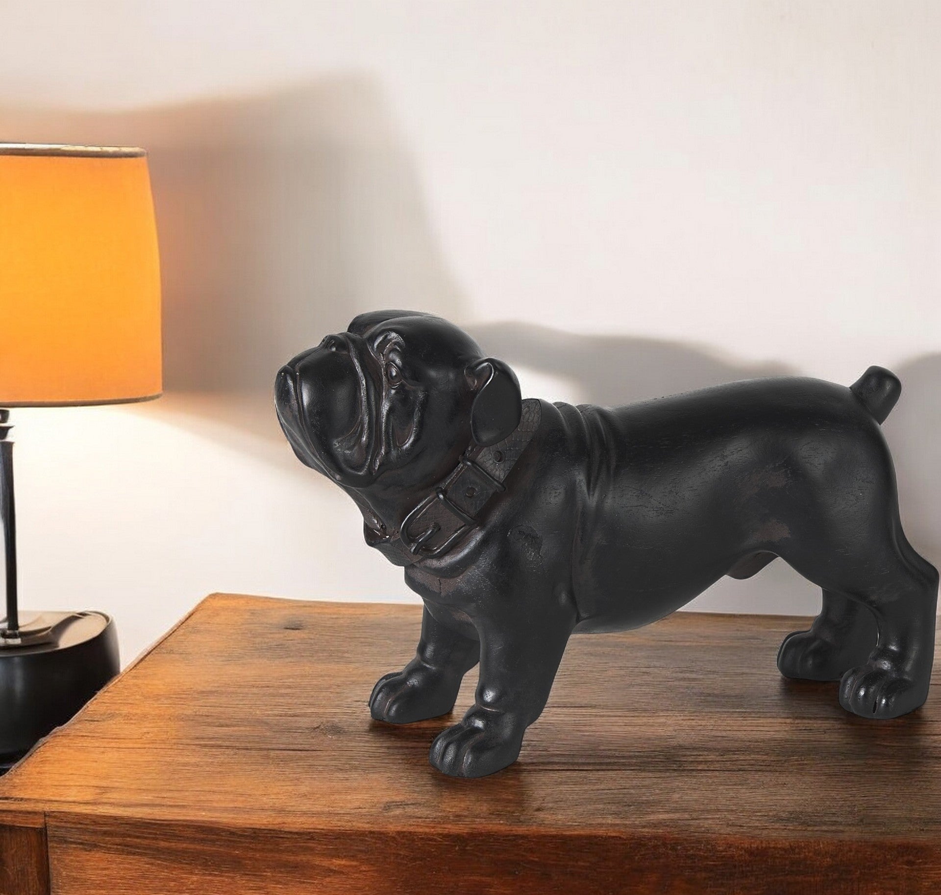 8" Black Polyresin Dog Tabletop Sculpture - GreatEagleInc