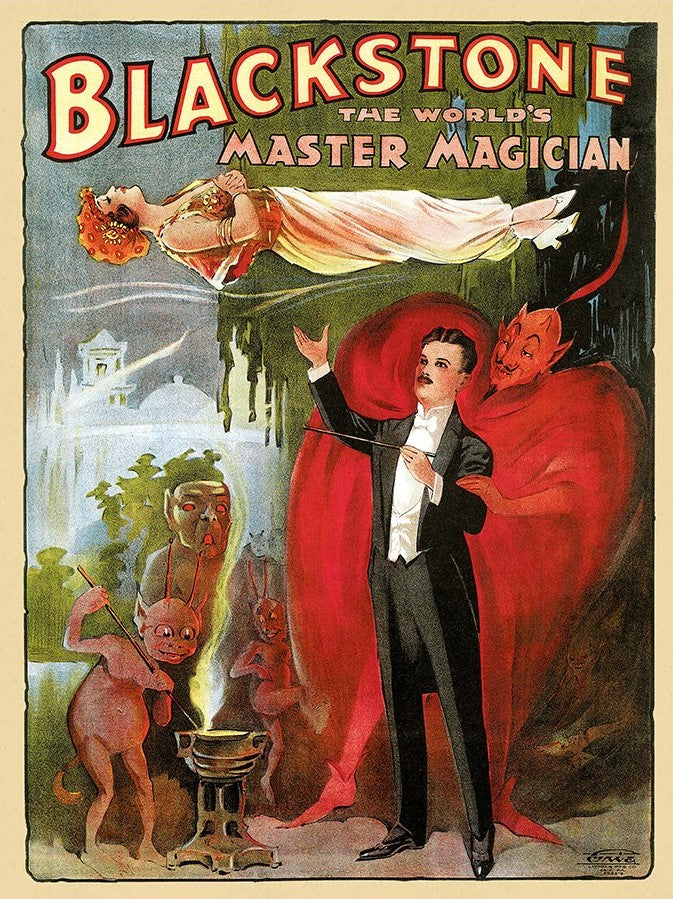 Vintage 1934 Blackstone Magic Unframed Print Wall Art - Home Decor
