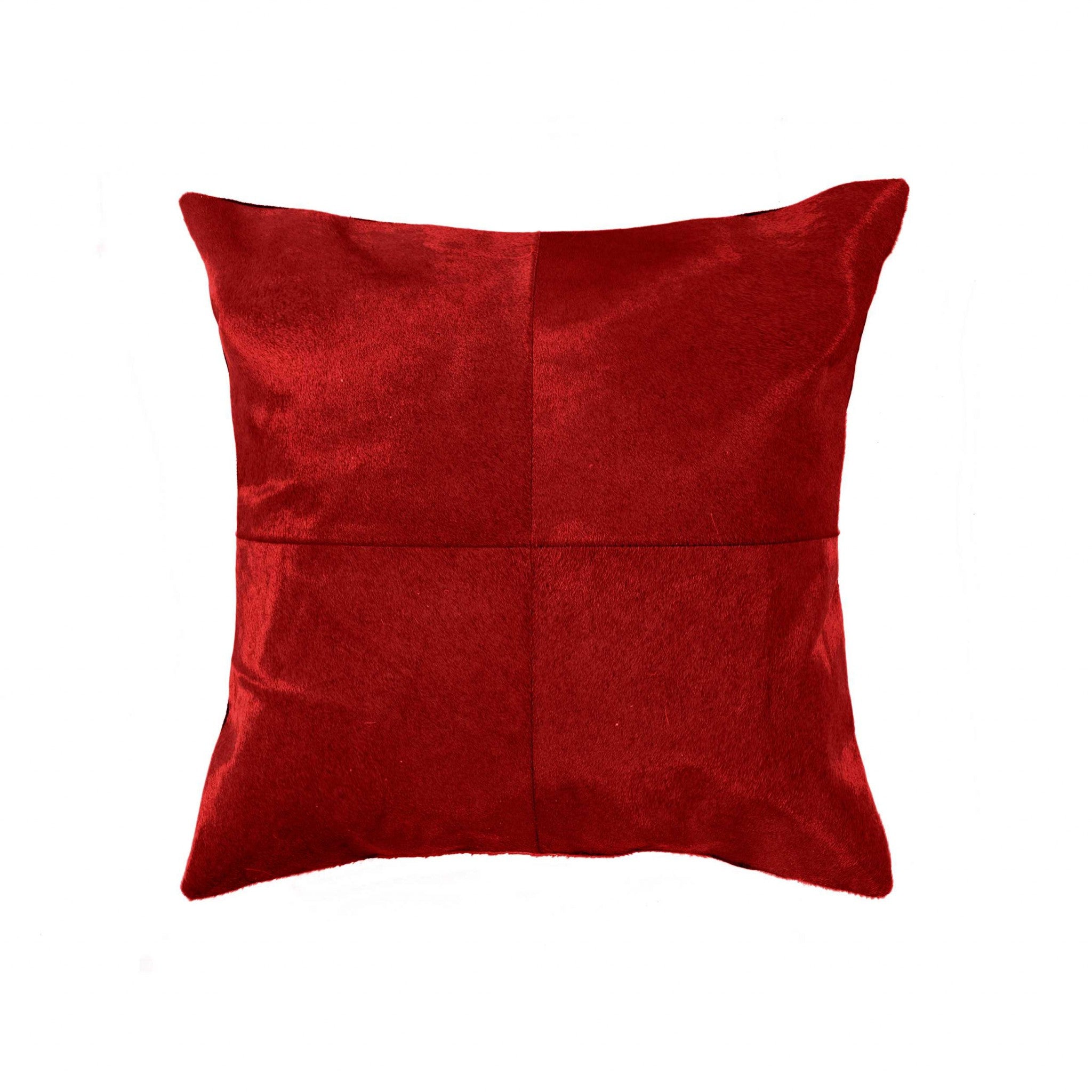 18" Red Cowhide Geometric Throw Pillow - Home & Garden