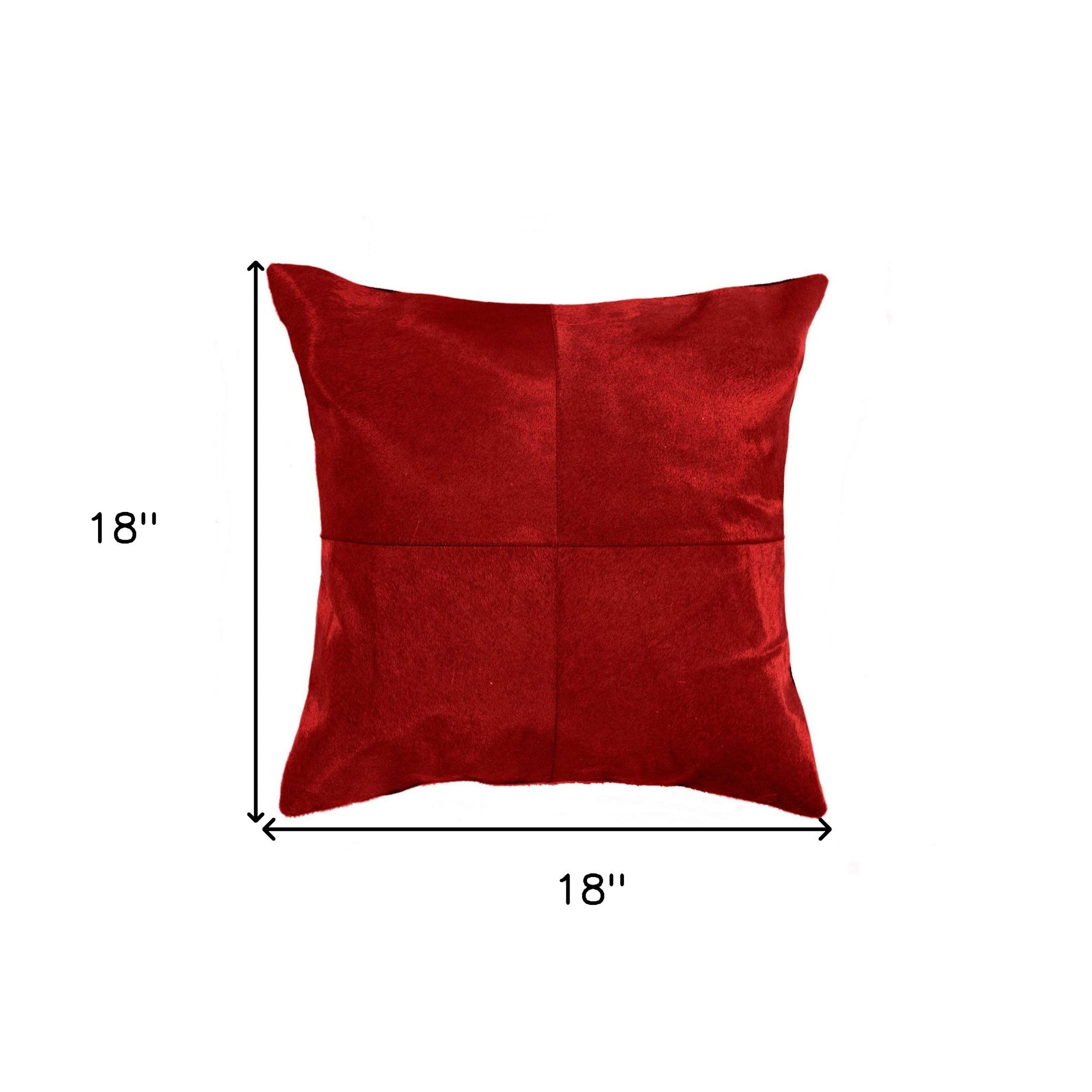 18" Red Cowhide Geometric Throw Pillow - Home & Garden