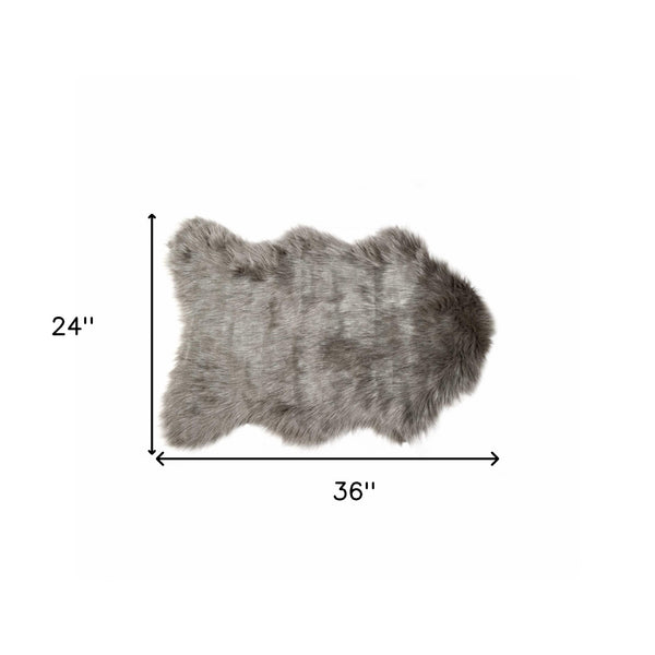 2' X 3' Gray Faux Sheepskin Area Rug - Home Decor