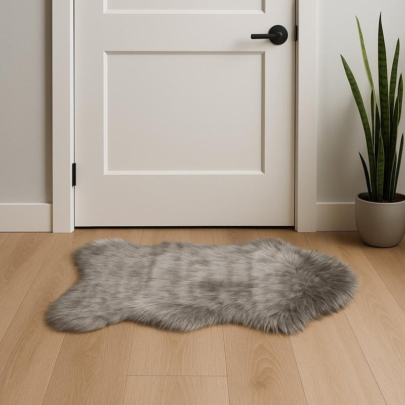 2' X 3' Gray Faux Sheepskin Area Rug - Home Decor