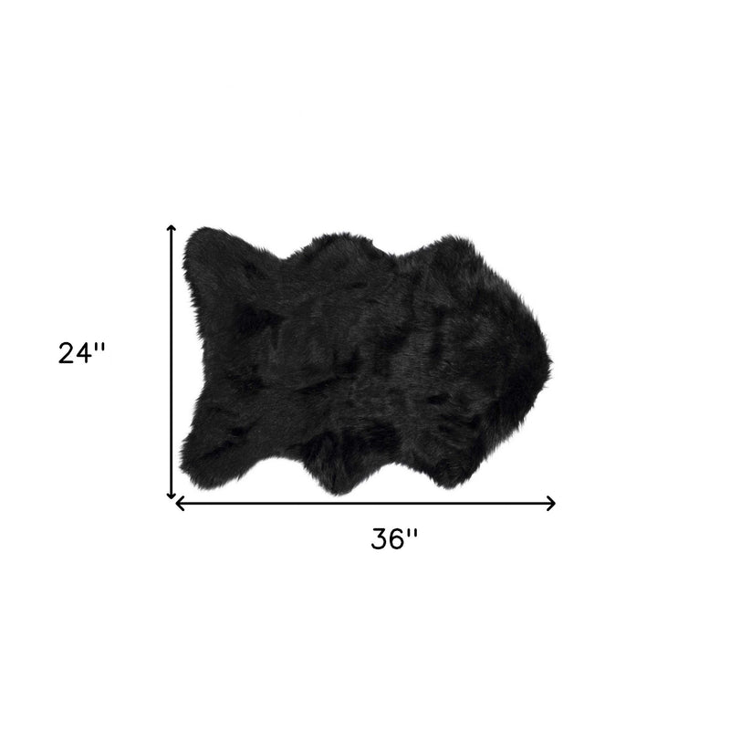 2' X 3' Black Faux Sheepskin Animal Print Washable Area Rug - Home Decor