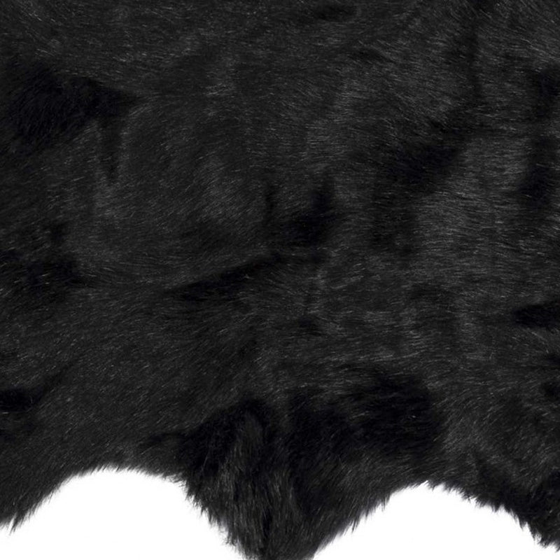 2' X 3' Black Faux Sheepskin Animal Print Washable Area Rug - Home Decor