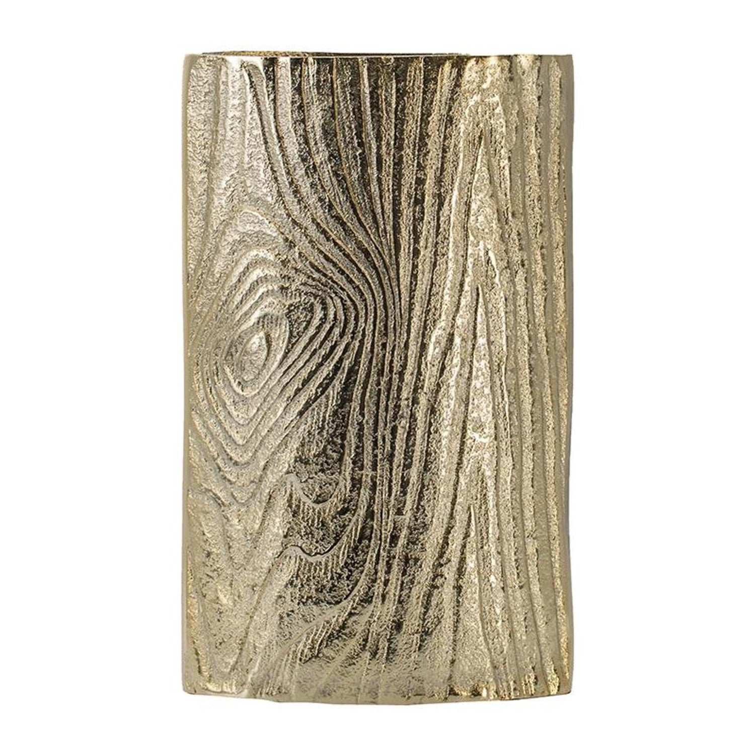 10" Gold Aluminum Oval Faux Wood Table Vase - Home & Garden