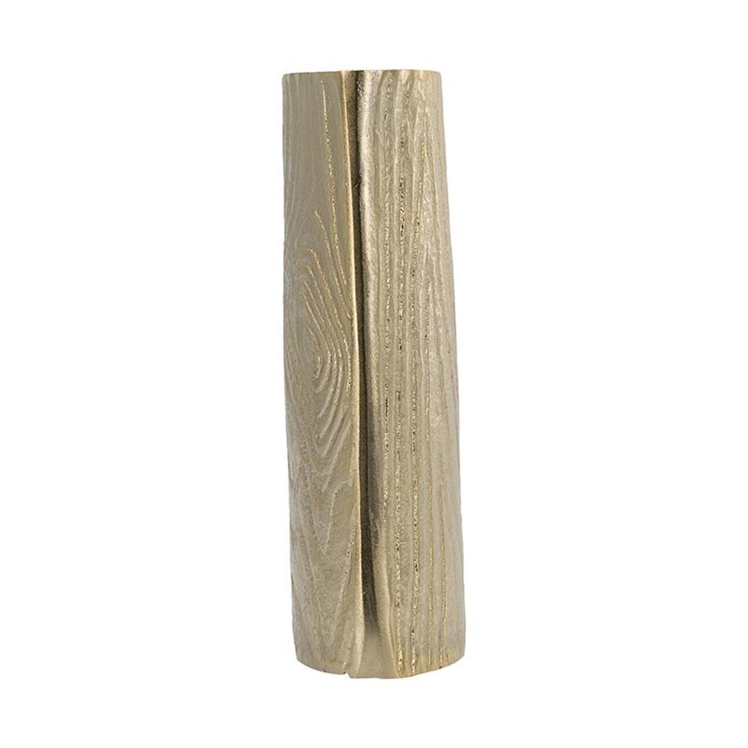 10" Gold Aluminum Oval Faux Wood Table Vase - Home & Garden