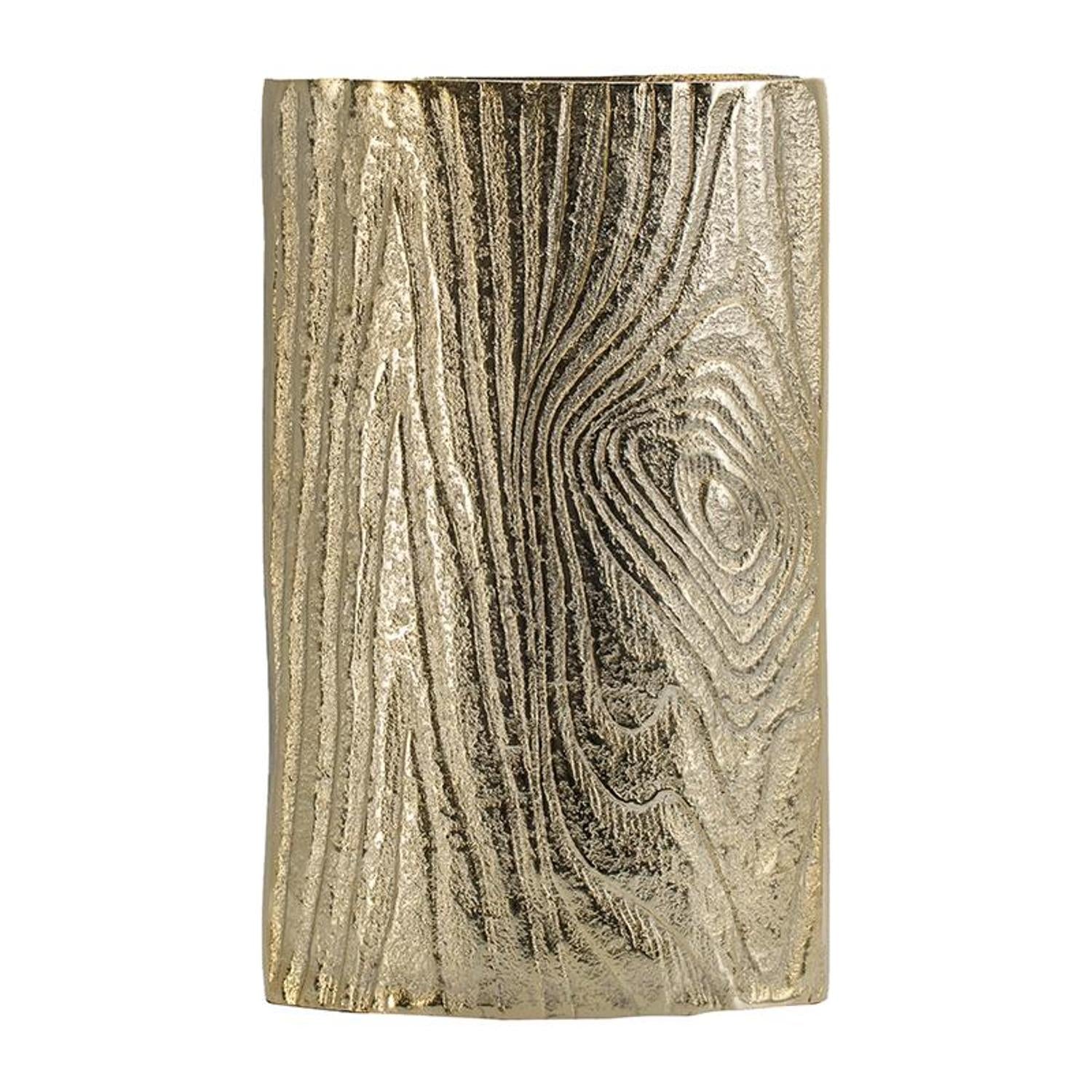 10" Gold Aluminum Oval Faux Wood Table Vase - Home & Garden