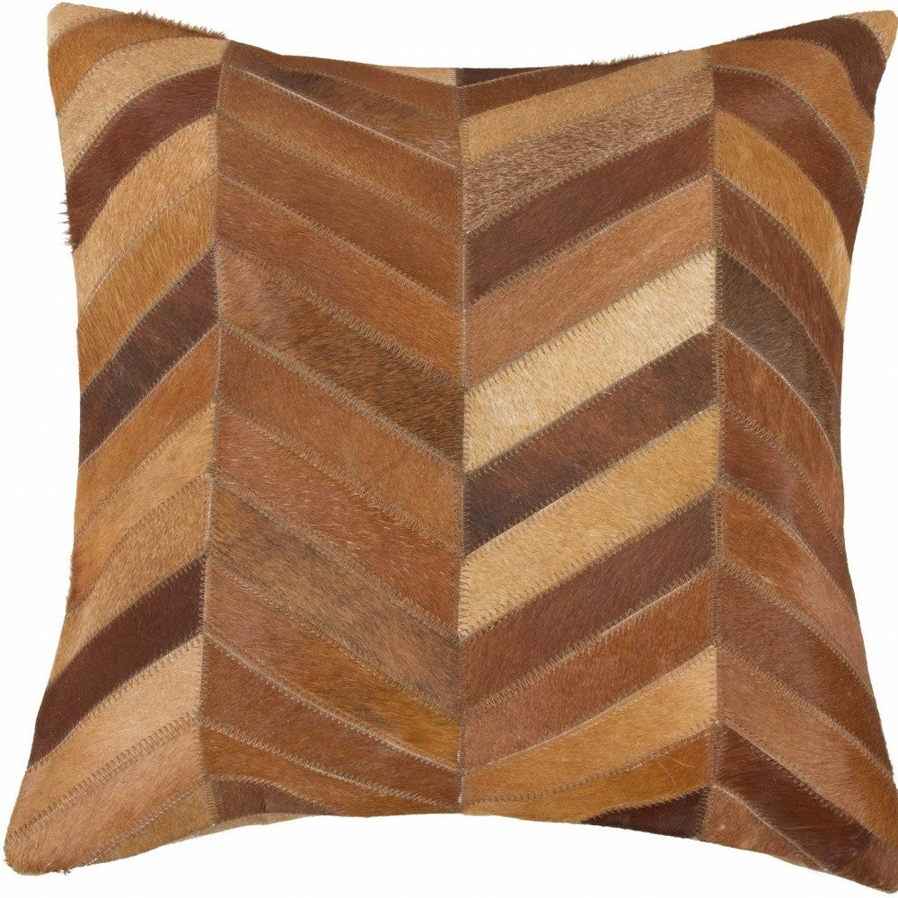 18" Tan Cowhide Throw Pillow - Home & Garden