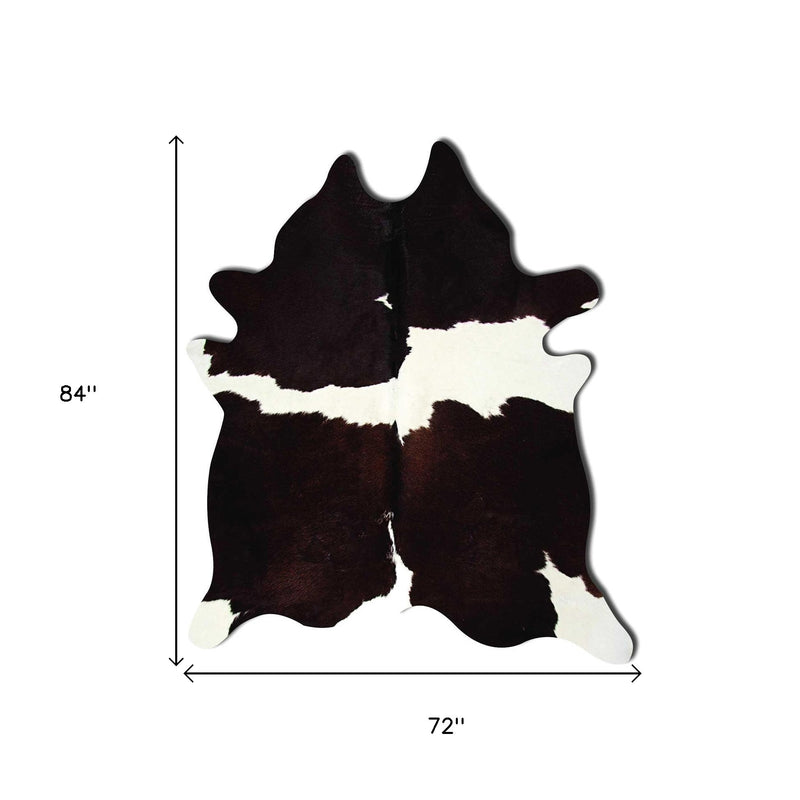 6' X 7' Brown And White Cowhide Cowhide Print Area Rug - Home Decor